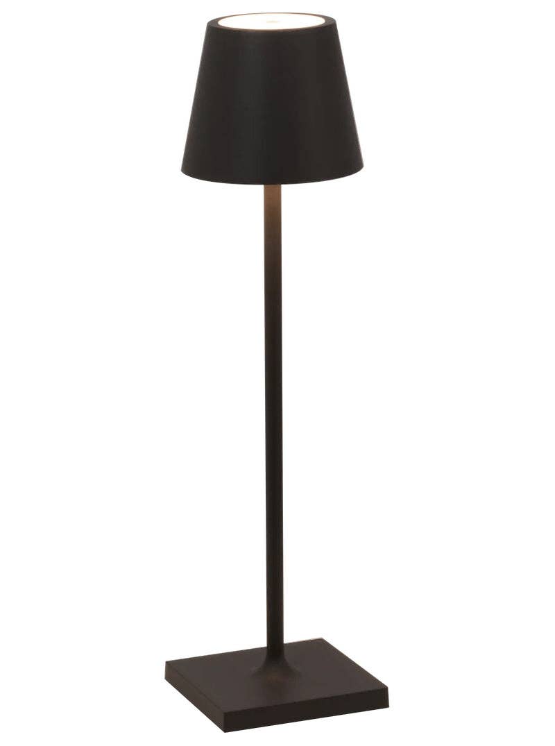 Zafferano America - Poldina Pro Micro Cordless Lamp: Black, featuring a sleek design with touch dimming and LED technology, ideal for versatile indoor and outdoor lighting.