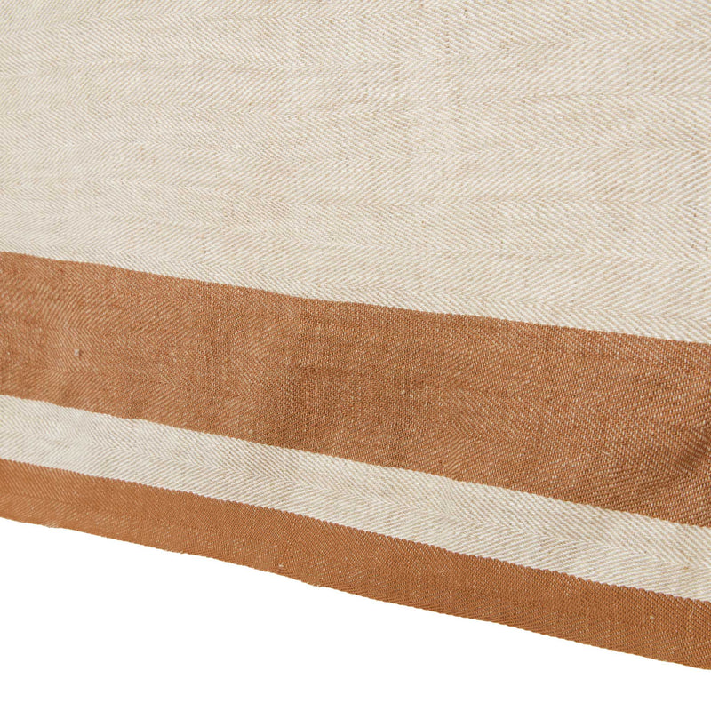 Couleur Nature - Gordes Natural & Tobacco Tablecloth: 70" x 70"