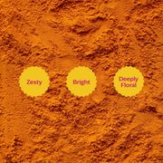 Diaspora Co. Spices - Pragati Turmeric: 185g Chef Tin, featuring heirloom turmeric grown organically by the Kasaraneni family, highlighting regenerative farming practices.