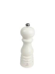 Peugeot Paris u'Select Ivory Lacquered Salt Mill, featuring a glossy finish and adjustable settings, showcasing precision and elegance in kitchen tools from Athens Cooks.