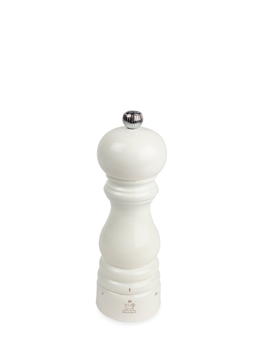 Peugeot Paris u'Select Ivory Lacquered Salt Mill, featuring a glossy finish and adjustable settings, showcasing precision and elegance in kitchen tools from Athens Cooks.