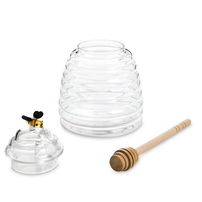 Glass Honey Jar + Lid and Dipper.