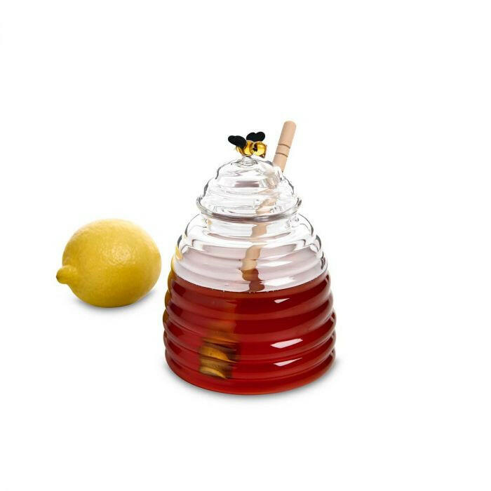 Glass Honey Jar + Lid and Dipper.