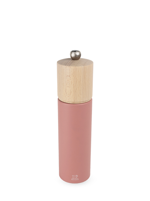 Peugeot | Boreal Pepper Mill, Hazelnut featuring a natural wood top and muted pink metal body, designed for modern kitchen aesthetics and seamless integration with the Boreal collection.