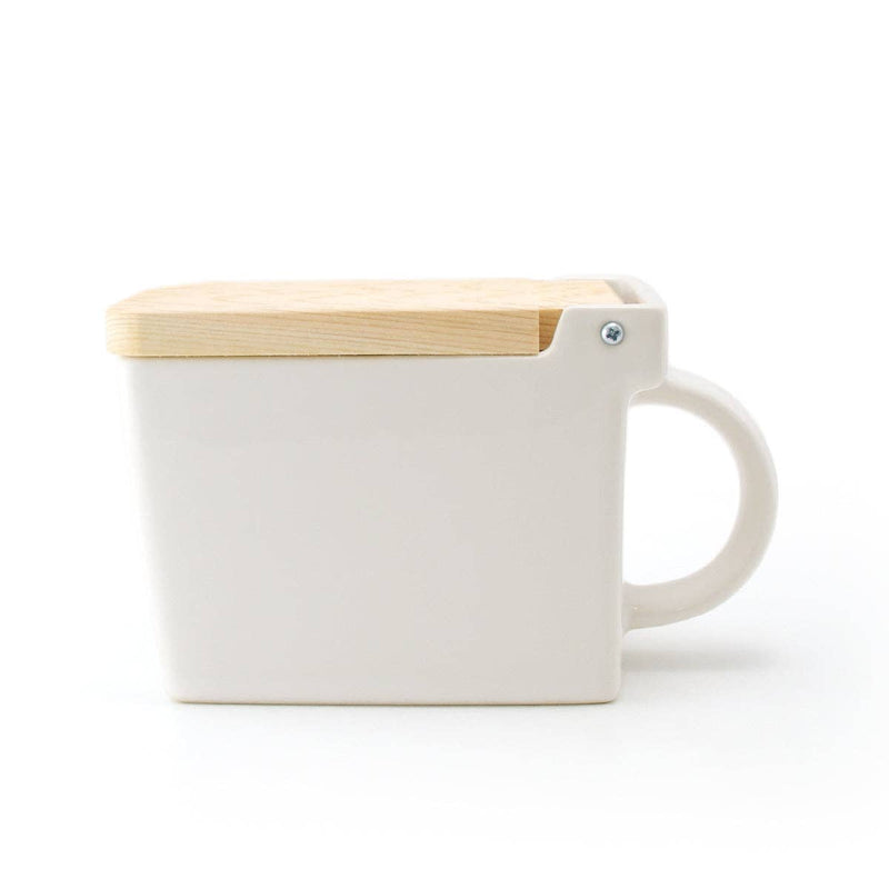 Zero Japan | Bee House Ceramic Salt Box With Wooden Lid & Dehumidifying Measuring Spoon, White