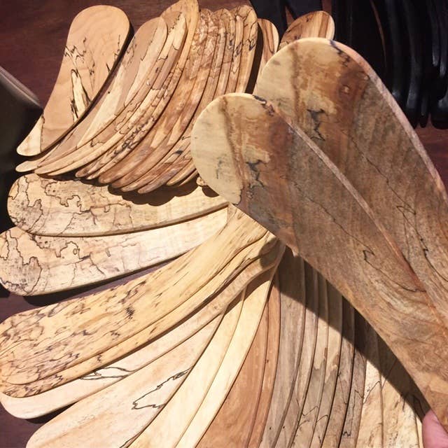 Petermans Boards and Bowls | Large Spalted Maple Salad Tossers (11.5" Pair)