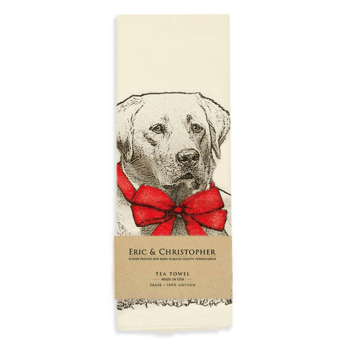 Eric and Christopher | Yellow Lab with Ribbon Tea Towel.