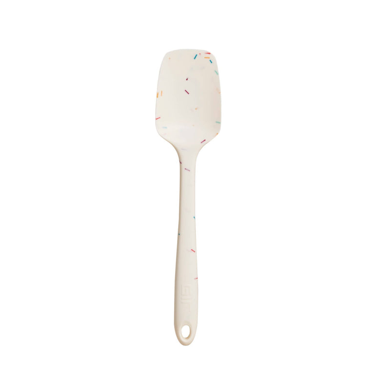 GIR Ultimate Spoonula: Sprinkles, a versatile kitchen utensil with a spoon and spatula design, featuring colorful sprinkles on the deep, flexible bowl.