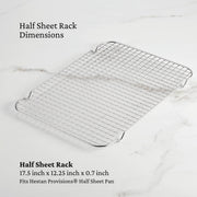 Hestan | OvenBond Tri-Ply Bakeware, Half Sheet (Single Rack Only) on marble surface, showcasing stainless steel craftsmanship, fits half sheet pan, perfect for cooling and roasting.