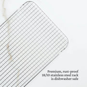 Hestan | OvenBond Tri-Ply Bakeware, Half Sheet (Single Rack Only) showcasing a durable, grid-style 18/10 stainless steel rack, perfect for cooling and roasting. Dishwasher safe.