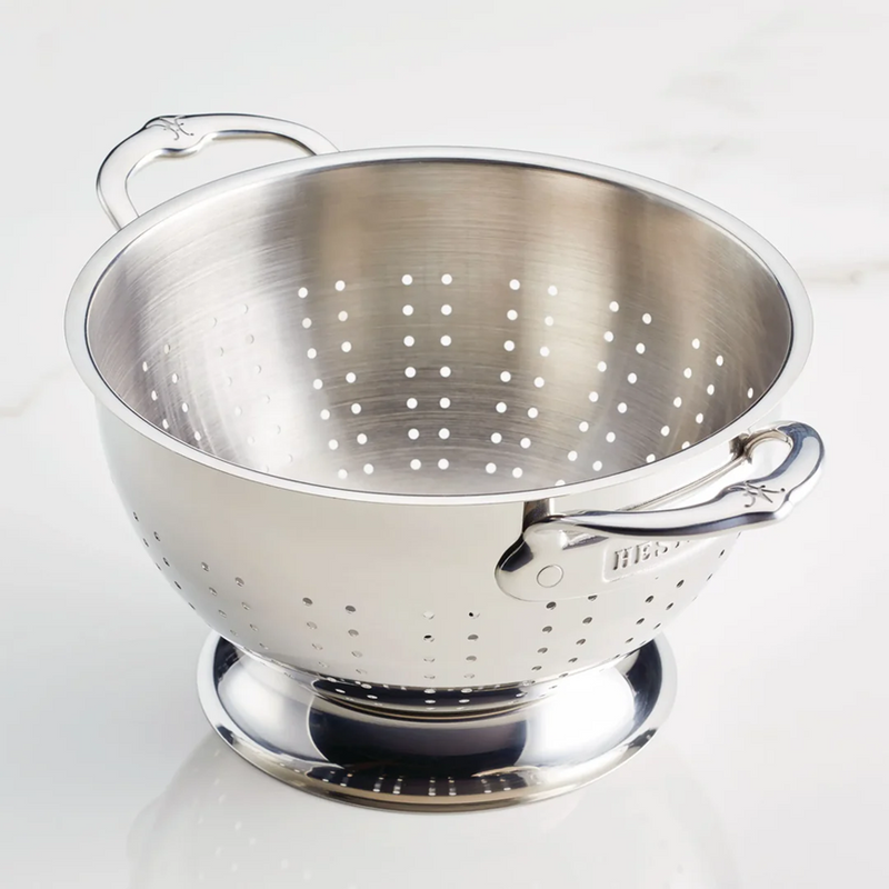 Hestan Provisions | Stainless Steel Colanders, 5 Quart featuring sturdy handles and a raised base, ideal for efficient straining in any Athens Cooks kitchen setup.