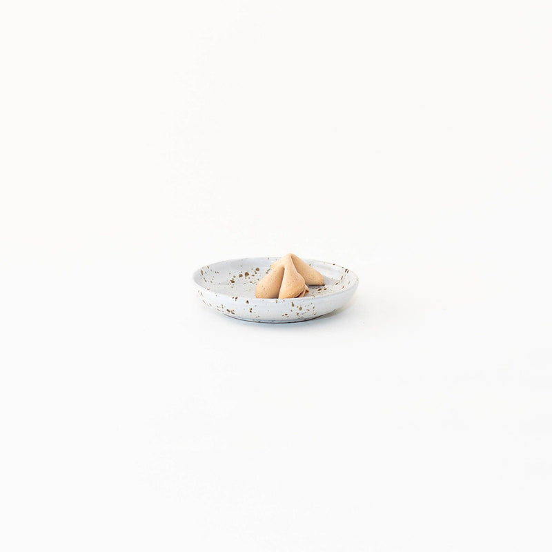 Sarah Kersten - Olive Dish: Basin Collection: Pacific White, a small, elegant, versatile dish suitable for appetizers or as a side plate, measuring 6 in diameter.