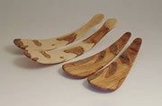 Petermans Boards and Bowls Inc. - LARGE AMBROSIA MAPLE SALAD TOSSERS (11.5 PAIR), handcrafted from spalted maple wood, elegantly shaped for tossing salads.