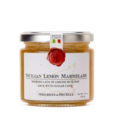 The French Farm - Frantoi Cutrera Sicilian Lemon Marmalade 7.9oz jar, labeled Segreti di Sicilia, made with fresh lemons and cane sugar.