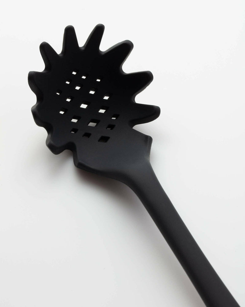 GIR Get It Right - GIR Spaghetti Spoon: Black, featuring a seamless design with holes for efficient scooping, made from hygienic, platinum-cured silicone.
