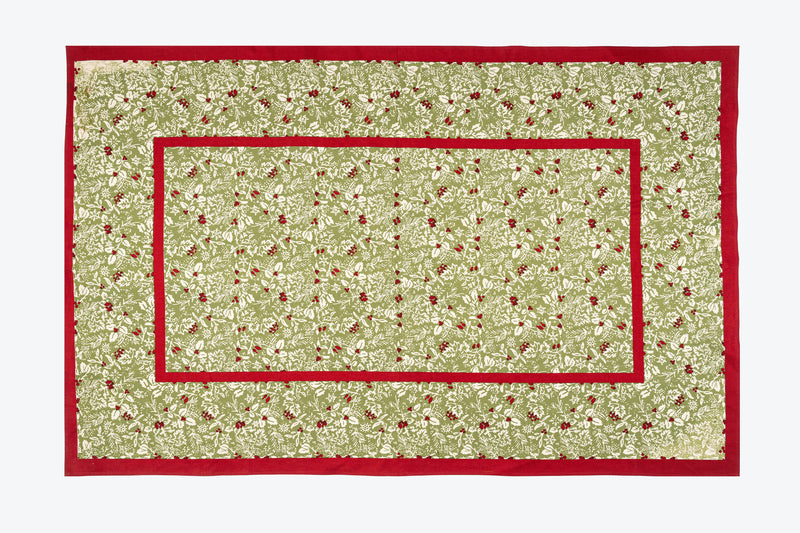 Couleur Nature - Baies de Houx Red & Green Tablecloth: 71" x 71"