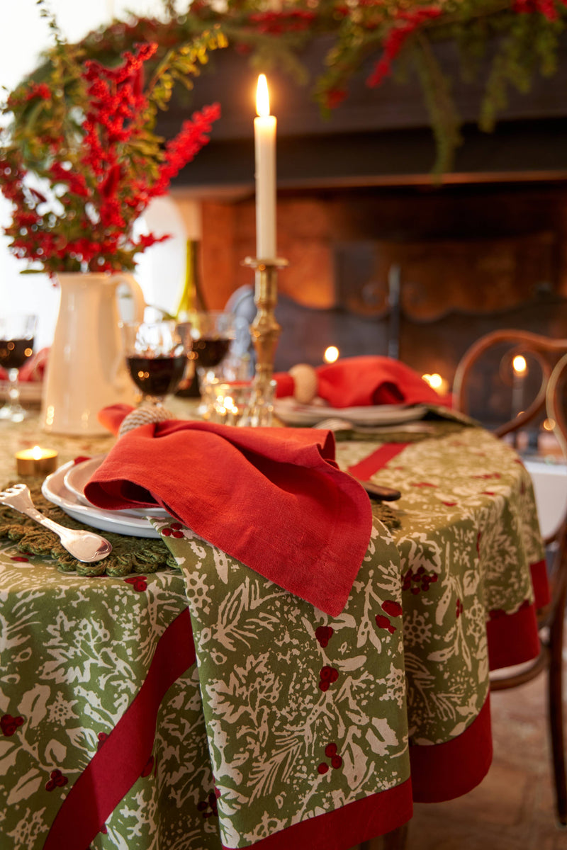 Couleur Nature - Baies de Houx Red & Green Napkins - Set of 6