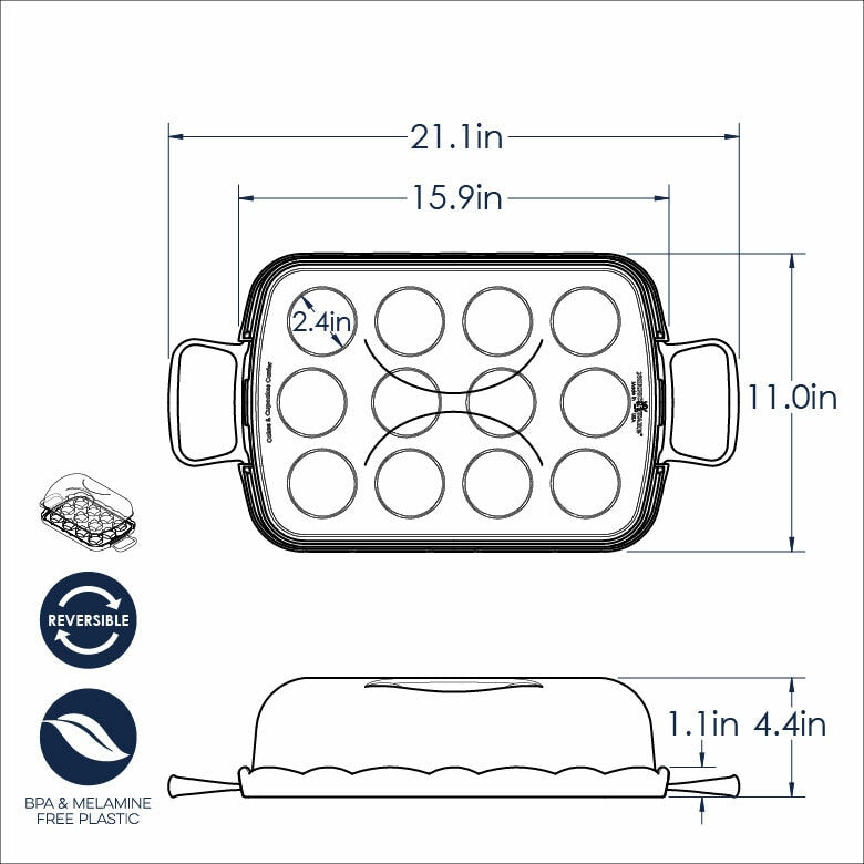 Nordic Ware | Cakes and Cupcakes Carrier, featuring a reversible design for cakes or cupcakes with scalloped edging and snap-up handles, ideal for versatile baking needs.