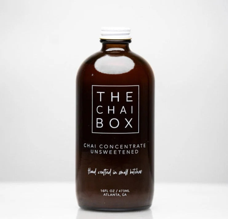 The Chai Box | Chai Concentrate - Unsweetened in a glass bottle, ideal for crafting quick, authentic chai at home with organic Assam tea and spices.