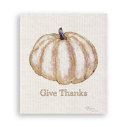 French Graffiti Gold Pumpkin White Guest Towel, showcasing elegant hemstitching, ideal for adding sophistication to your kitchen or dining space.