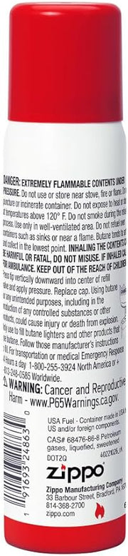 Butane Fuel bottle designed for lighters, offering clean-burning efficiency and universal tip compatibility. Ideal for kitchen and outdoor utility use.