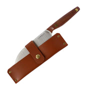 Lamson leather sheath designed for 8 Chinese Santoku cleavers, shown with a knife enclosed. Ideal for protecting blades, aligning with Athens Cooks' quality kitchen tools.