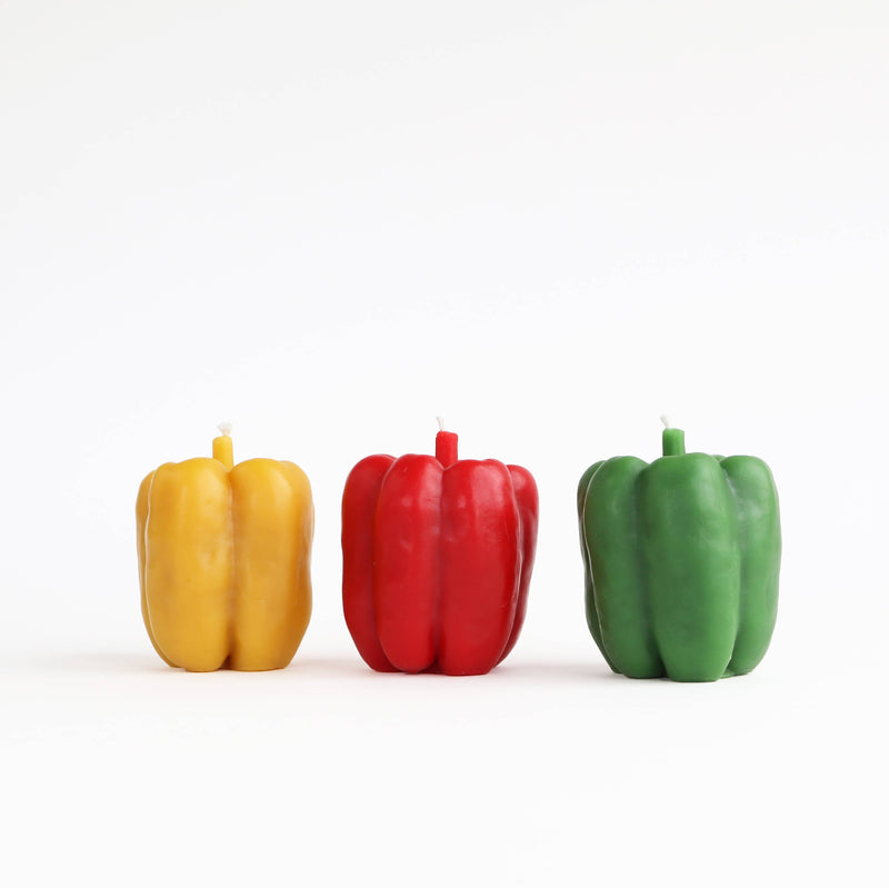 Artifaqt - Bell Pepper Beeswax Candle: Green, shaped like a green bell pepper, crafted with beeswax for long-lasting, clean burning.