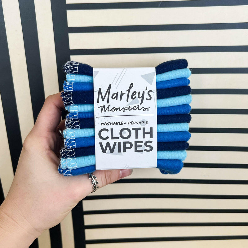 Marley's Monsters Cloth Wipes - Earthy Rainbow, single-ply cotton flannel wipes for versatile use, showcasing sustainable living essentials.