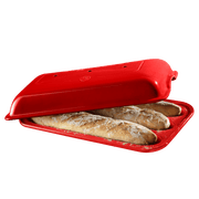 Emile Henry | Baguette Baker with a freshly baked loaf, showcasing its functionality for home bakers. Ideal for creating artisanal bread.