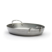de Buyer | Oval Roasting Pan with handles, ideal for roasting meats and vegetables, versatile for oven, grill, or stovetop cooking.