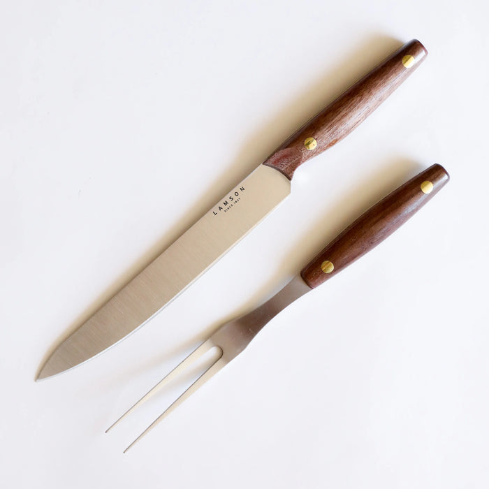 Lamson | Vintage 2pc Walnut Carving Set.