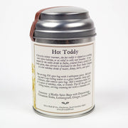 Oliver Pluff & Company - Lemon Ginger Hot Toddy Kit canister featuring winter spices for a warm beverage, including cinnamon, lemongrass, ginger, and lemon peel, with brewing instructions.