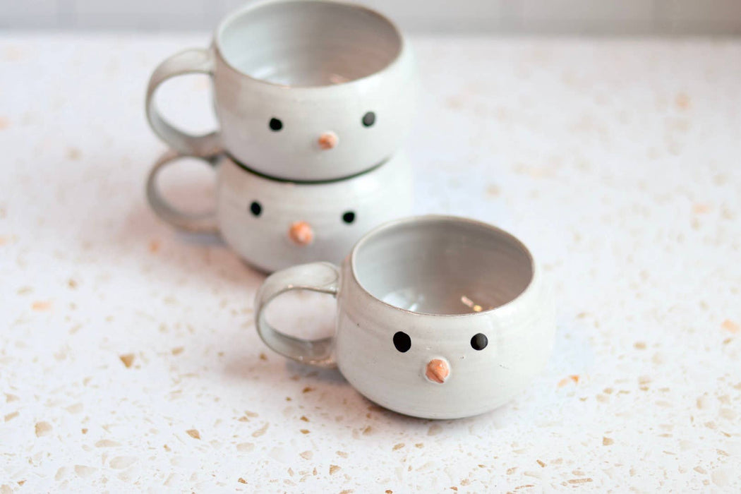 Gravesco Pottery | Snowman Handmade Coffee Mug Christmas Winter Pottery 