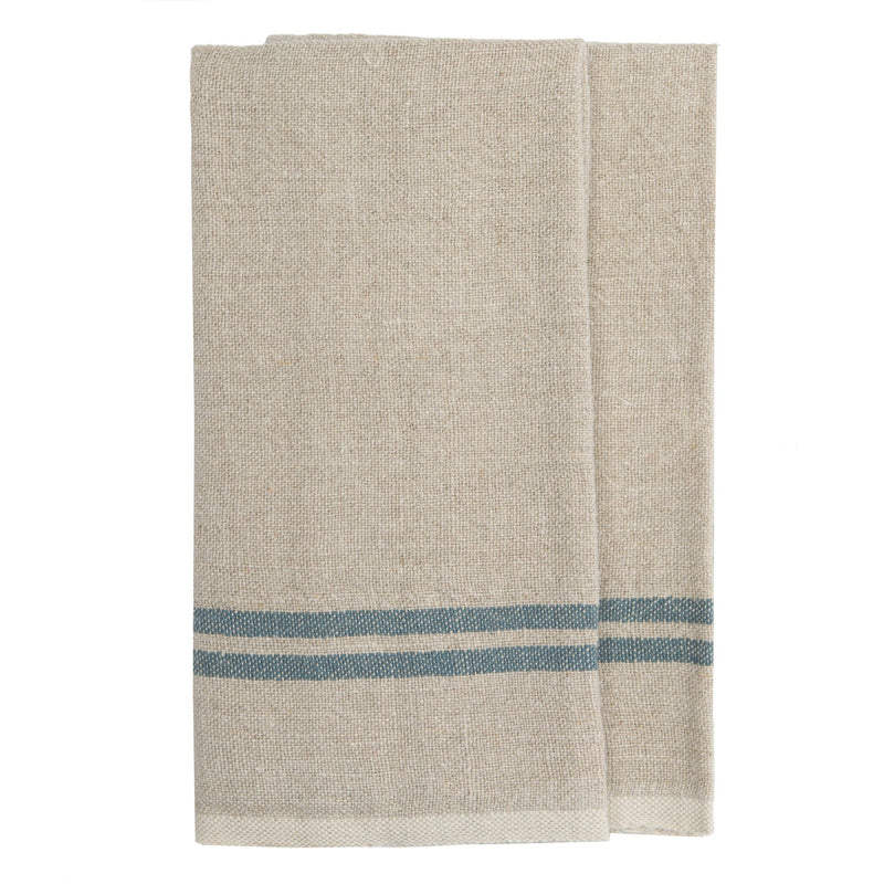 Couleur Nature | Vintage Linen Natural/Blue Towels, Set of 2