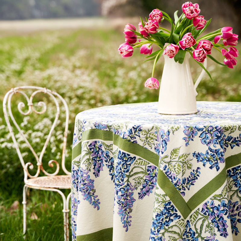 Couleur Nature | Wisteria Blue & Green | Tablecloth: 71"x71"