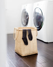 NEEPA HUT - Bidayuh Laundry Basket with Handle, crafted from rattan, ideal for stylishly storing linens and toys. Supports Bidayuh artisans, reflecting Athens Cooks' curated quality.