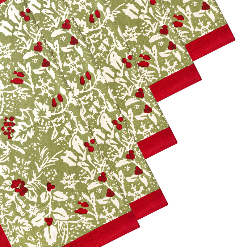 Couleur Nature - Baies de Houx Red & Green Napkins - Set of 6