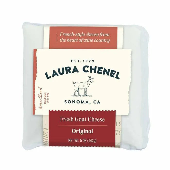 Laura Chenel | Chabis Goat Cheese: 5-ounce package of fresh goat cheese ideal for dips and sauces, featuring Sonoma, CA origins with goat illustration on the label.