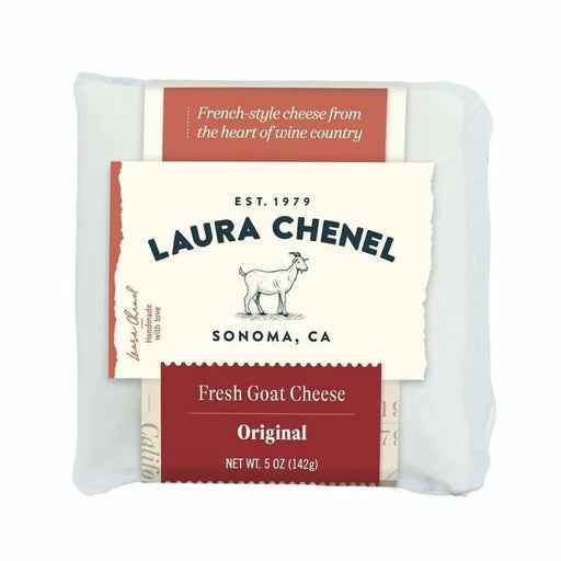 Laura Chenel | Chabis Goat Cheese: 5-ounce package of fresh goat cheese ideal for dips and sauces, featuring Sonoma, CA origins with goat illustration on the label.