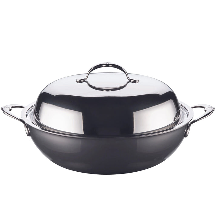 Hestan | Nanobond 14 Wok, a sleek kitchenware piece with a lid, ideal for versatile cooking, available at Athens Cooks.