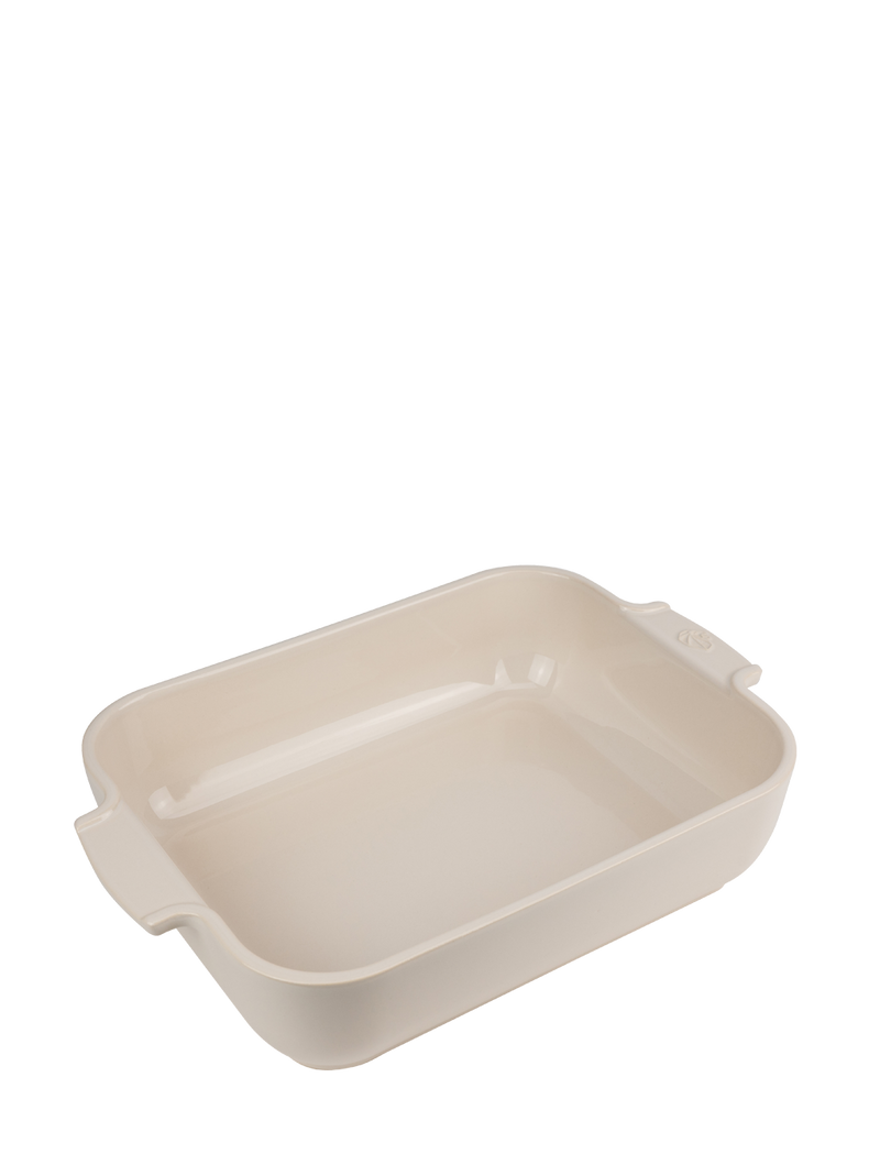 Peugeot | Appolia Rectangular Baking Dish, Ecru, featuring integrated handles for easy transport, perfect for roasting or baking. Durable, ovenproof design ideal for any kitchen.