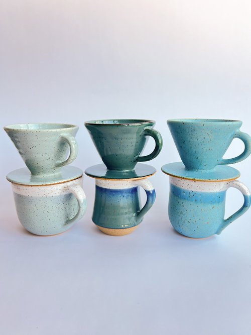 RachaelPots | Coffee Pour Over Cone W/Handle, Sage