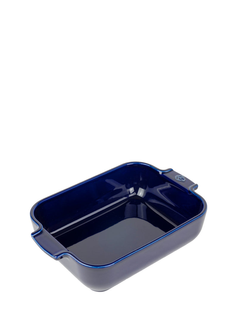 Peugeot | Appolia Rectangular Baking Dish, Blue; a durable, navy stoneware with integrated handles, ideal for even cooking and easy serving.