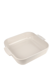 Peugeot | Appolia Square Baking Dish 14 inches, Ecru: A robust, ceramic roasting pan with side handles, ideal for even cooking and stylish table presentation.