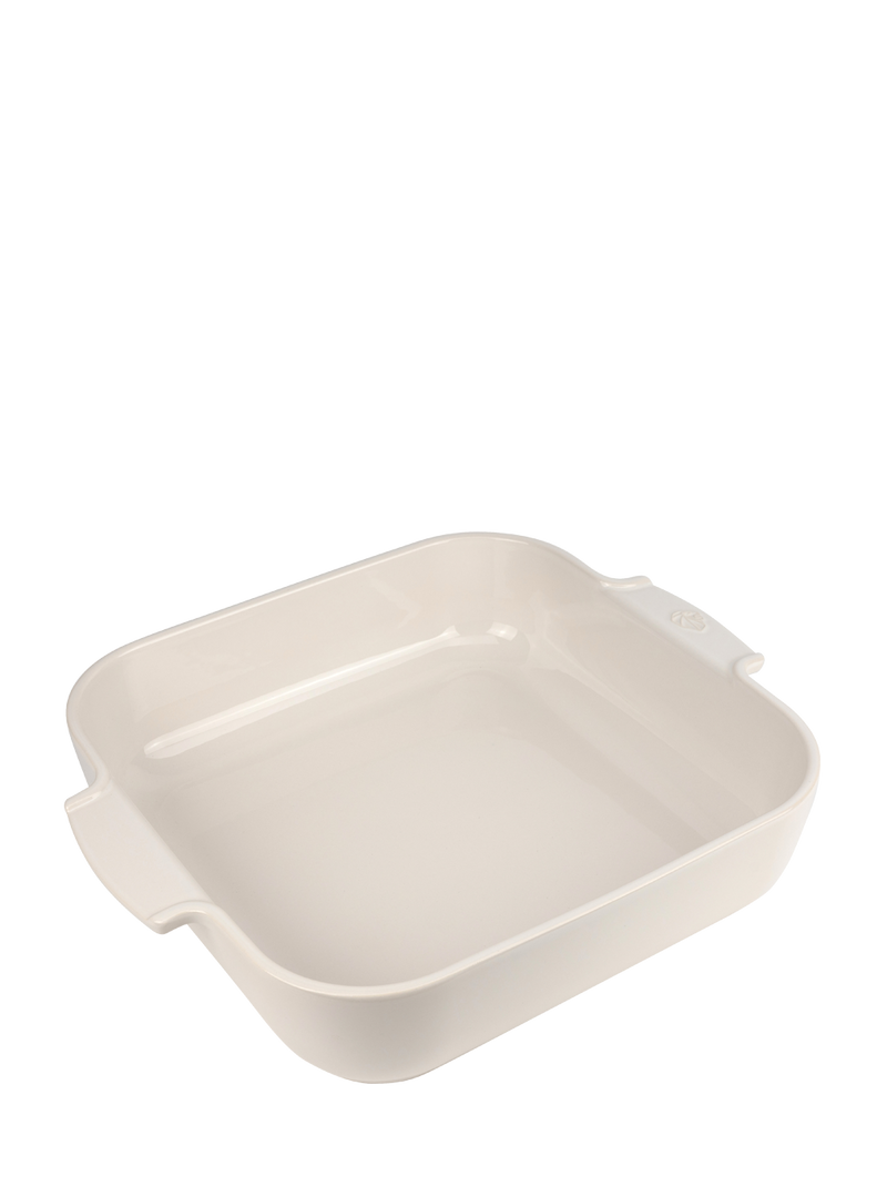 Peugeot | Appolia Square Baking Dish 14 inches, Ecru: A robust, ceramic roasting pan with side handles, ideal for even cooking and stylish table presentation.