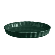 Emile Henry | Deep Flan & Tart Dish, 1.3QT / Cedar, with fluted edges, made of durable glazed ceramic, ideal for even baking and easy tart release, microwave and dishwasher safe.