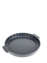 Peugeot | Appolia Tart Dish, Slate: Ceramic pie dish with fluted sides and handles for safe oven removal, ensuring smooth baking for sweet or savory pies.
