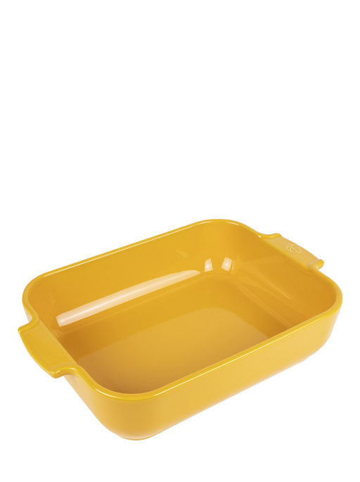 Peugeot | Appolia Rectangular Baking Dish, Saffron Yellow—elegant ceramic dish with integrated handles, perfect for baking casseroles or lasagnas, reflecting Athens Cooks' curated kitchenware.