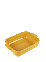 Peugeot | Appolia Rectangular Baking Dish, Saffron Yellow: Glazed ceramic dish ideal for roasting or casseroles, perfect for two to three servings, durable and easy to clean.