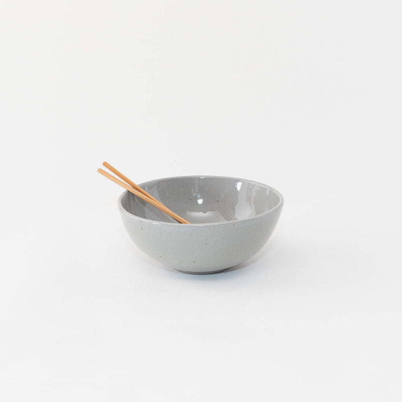 Sarah Kersten - Ramen Bowl: Pacific White, featuring chopsticks resting inside, perfect for noodles, salads, or rice dishes. Ideal for versatile culinary use.